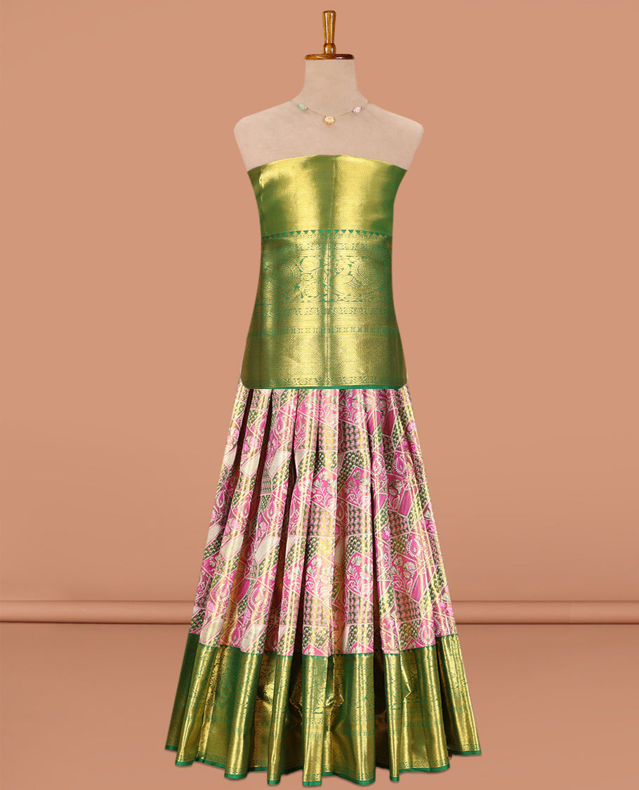 Multi-Color Pure Silk Navarathna Pavadai Material Set