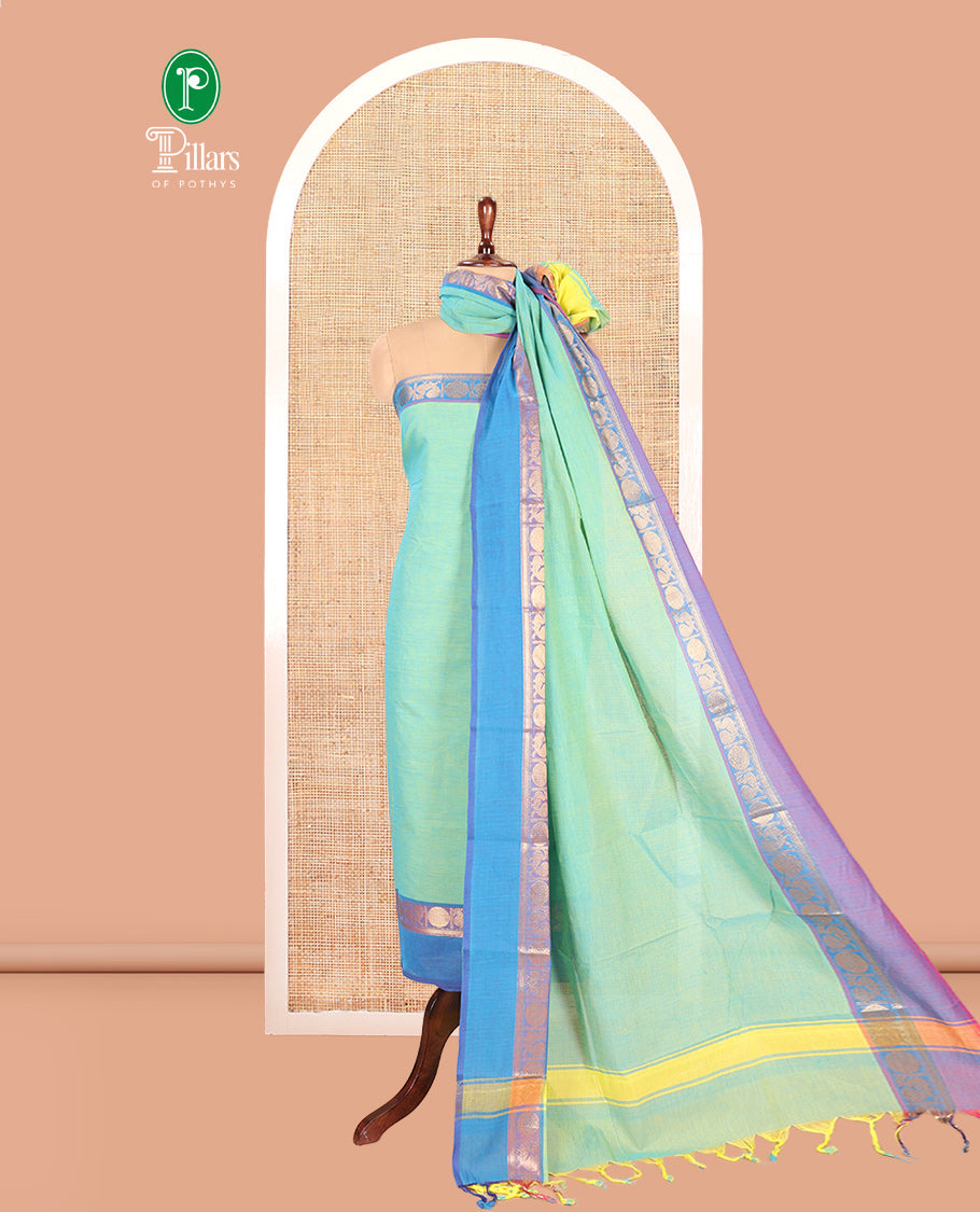 Firozi Green Mercerised Cotton Material Chudidar Set