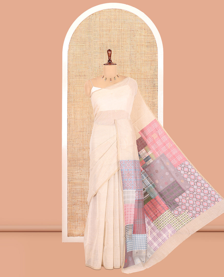 Borderless Chikku-Black Munga Cotton Saree