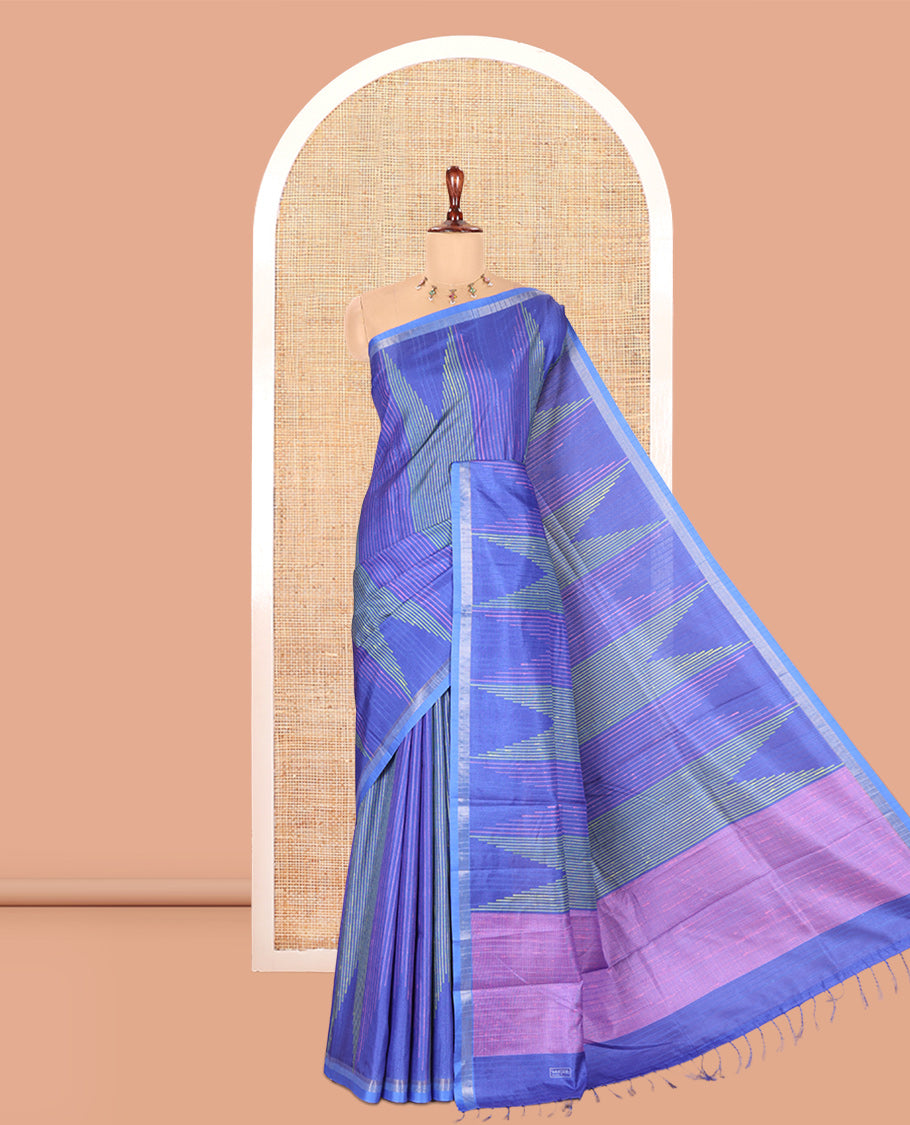 Royal Blue Manipuri Tussar Saree