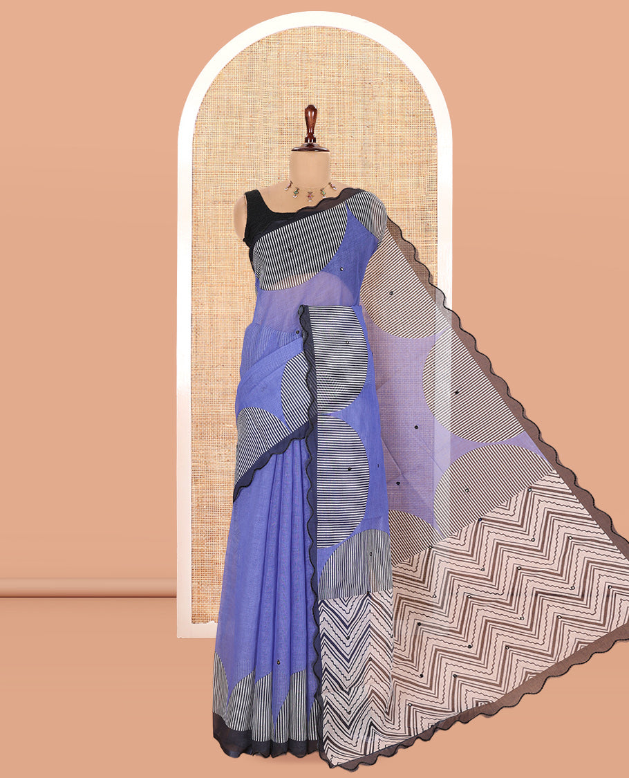 Blue Linen Cotton Saree