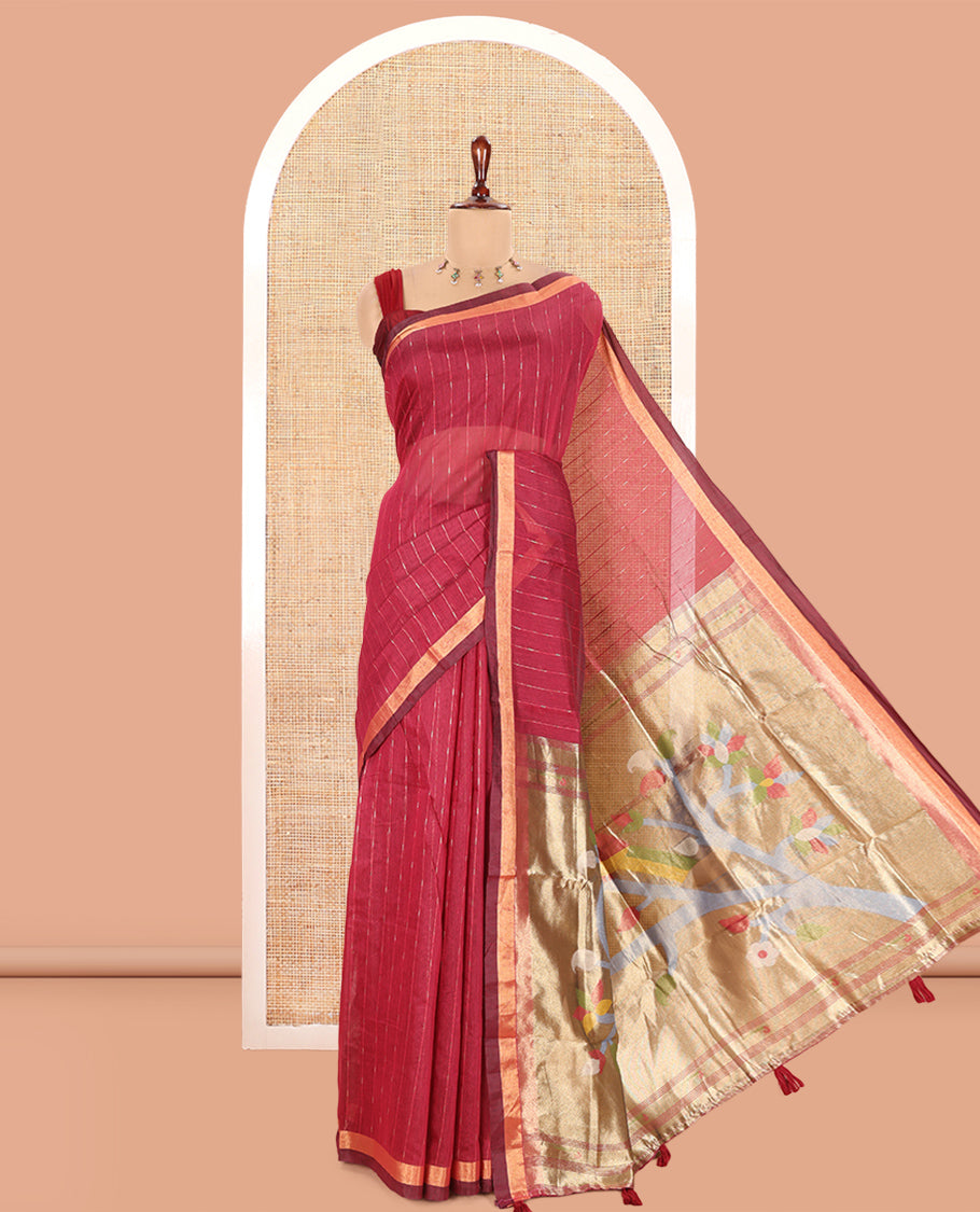Magenta Munga Cotton Saree