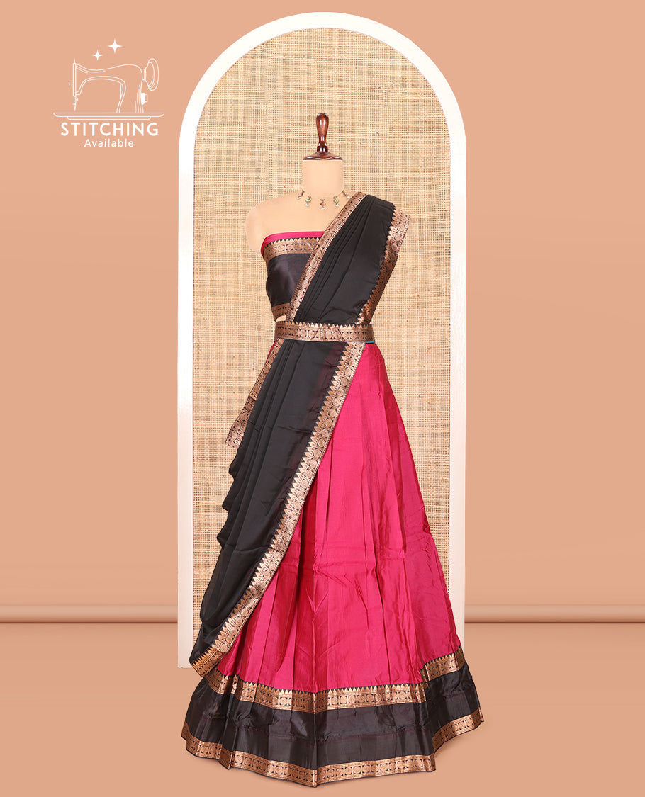 Rani Pink Semi-Silk Half-Saree