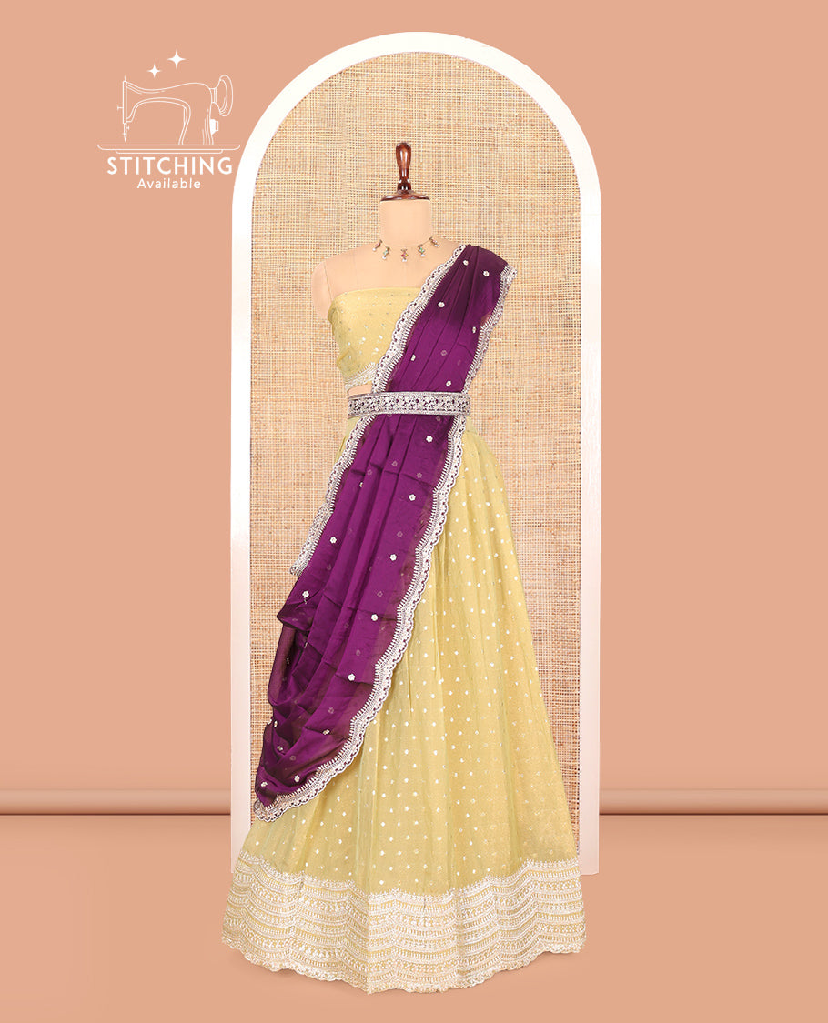 Pista Green Moss Organza Half-Saree