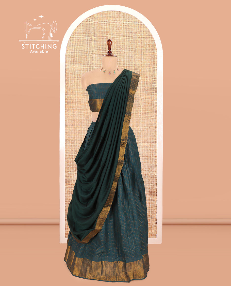 Bottle Green Sungudi Cotton Half-Saree