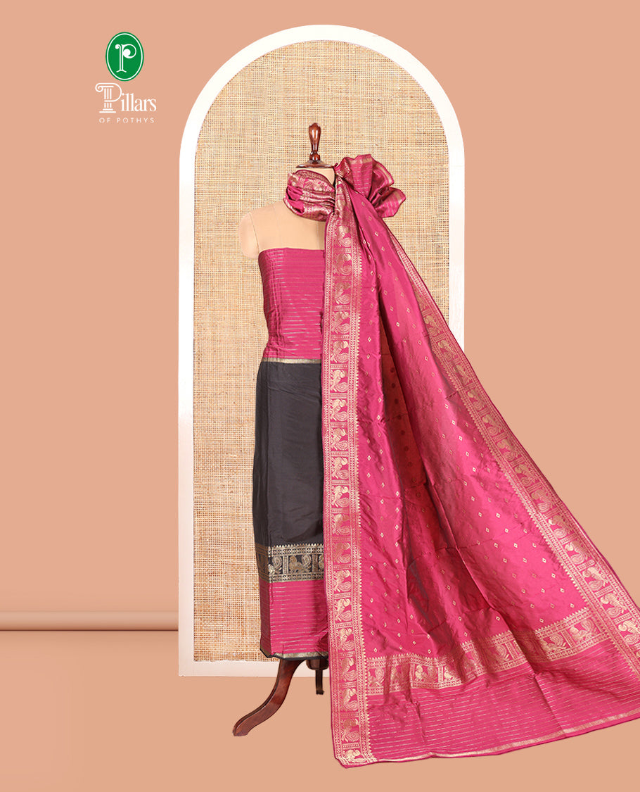 Black Semi-Silk Material Chudidar Set