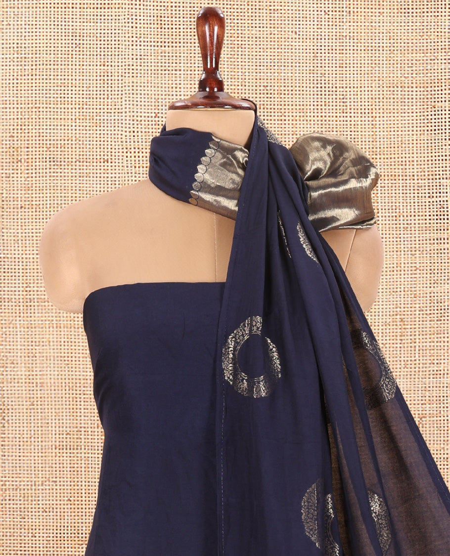 Navy Blue Semi-Silk Material Chudidar Set