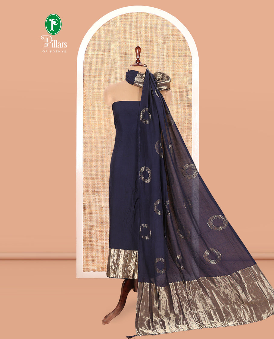 Navy Blue Semi-Silk Material Chudidar Set
