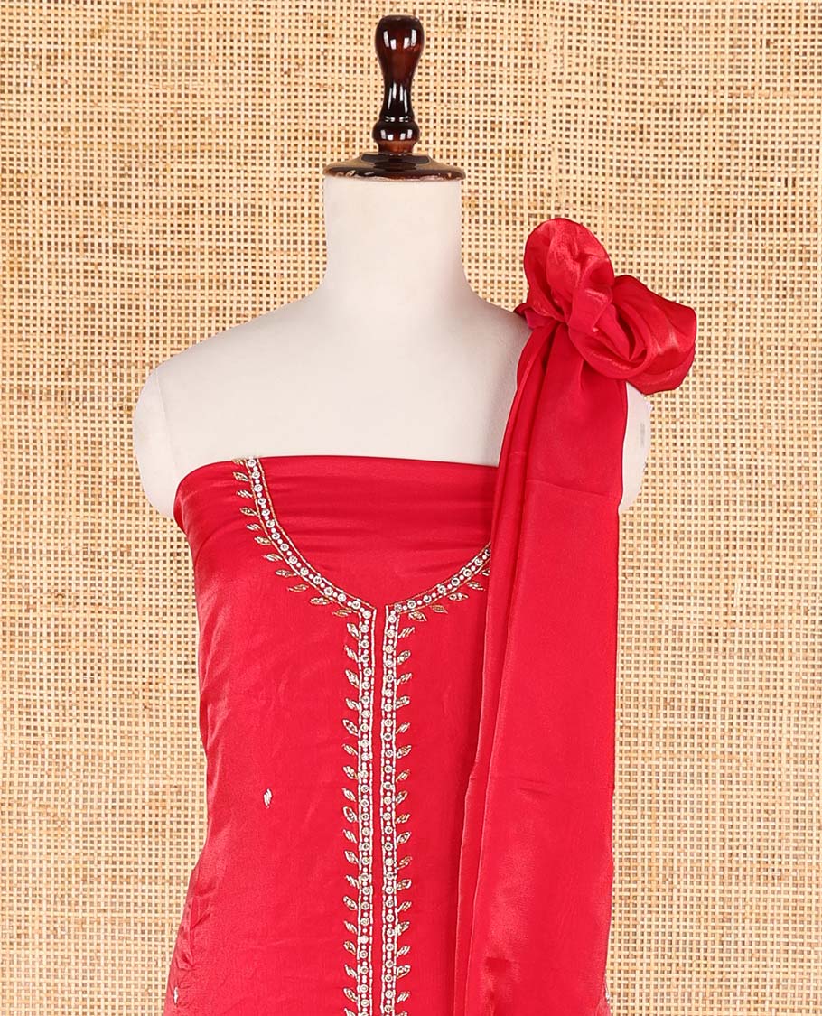 Pink sherwani pattern , hand work velvet organza chudidhar material top with american crepe pant & one side bead work dupatta