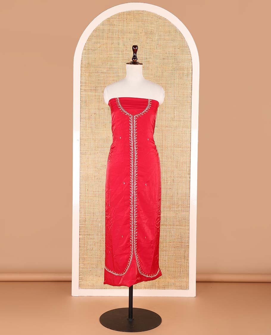 Pink sherwani pattern , hand work velvet organza chudidhar material top with american crepe pant & one side bead work dupatta