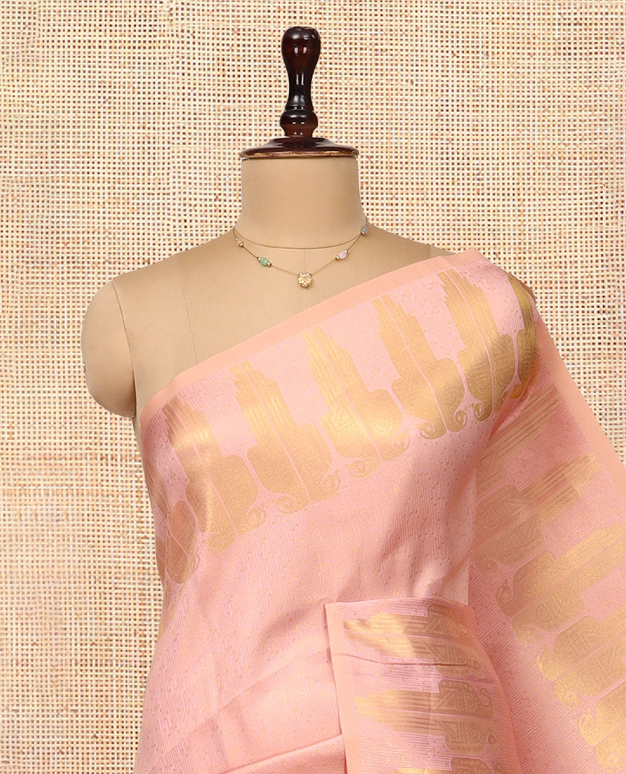 Peach Jacquard Litchi Saree