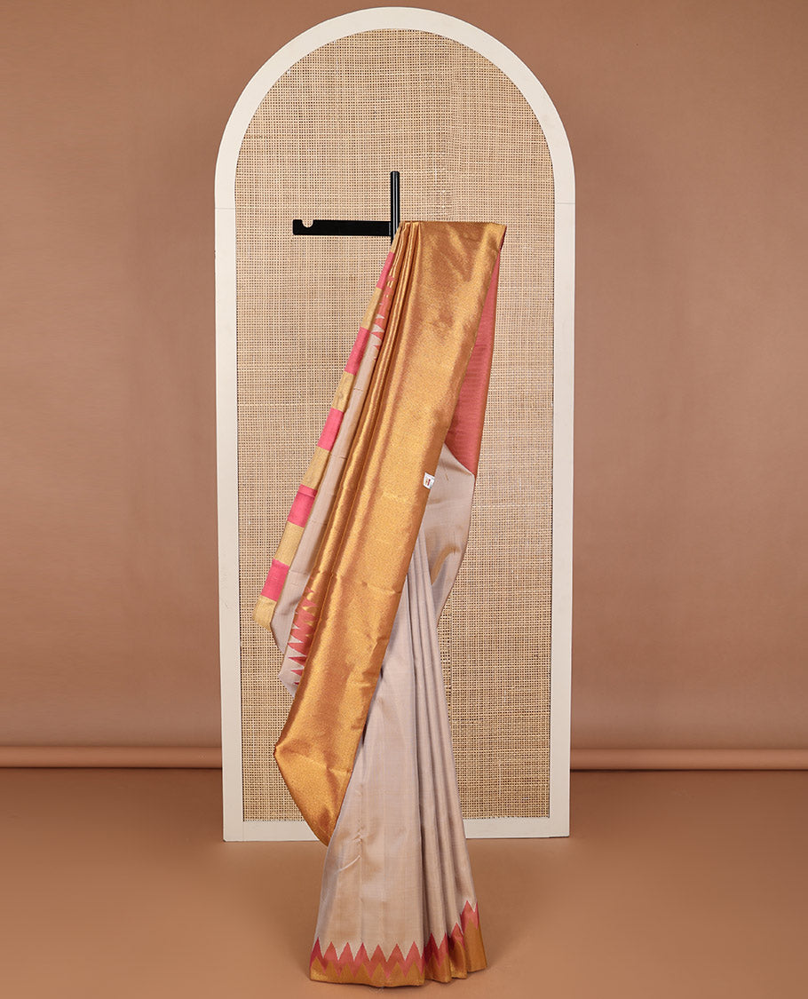 Borderless multi-color motifs silk saree with bhavanji pallu