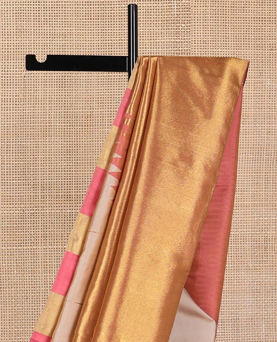 Borderless multi-color motifs silk saree with bhavanji pallu