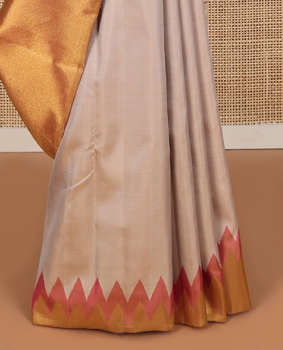 Borderless multi-color motifs silk saree with bhavanji pallu