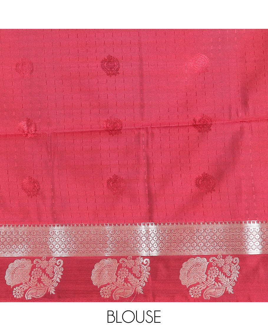 Blue zari buttas soft silk saree, contrast traditional design zari border, and pallu of traditional designs