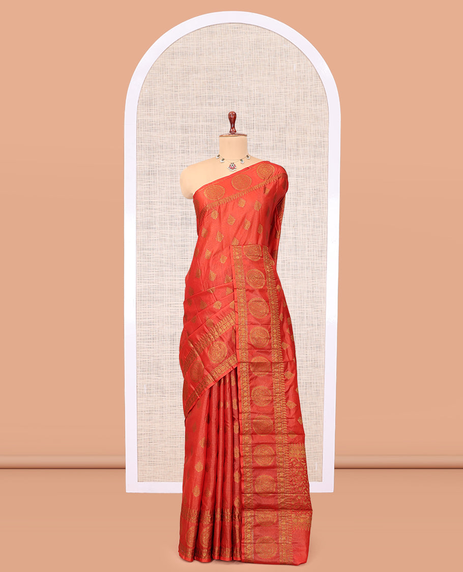 Orange Tussar Silk Saree