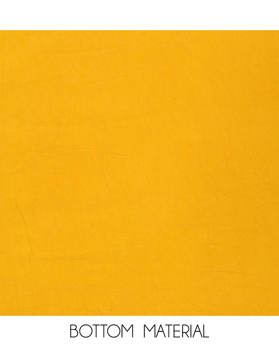 Yellow material chudidar set, floral printed with V-neck mixed embroidered top, plain bottom and plain dupatta