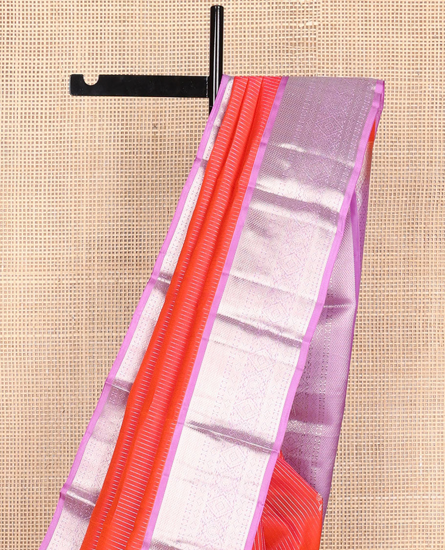 Red striped, buttas vasundhara elite silk saree with contrast zari design border & argyle design pallu