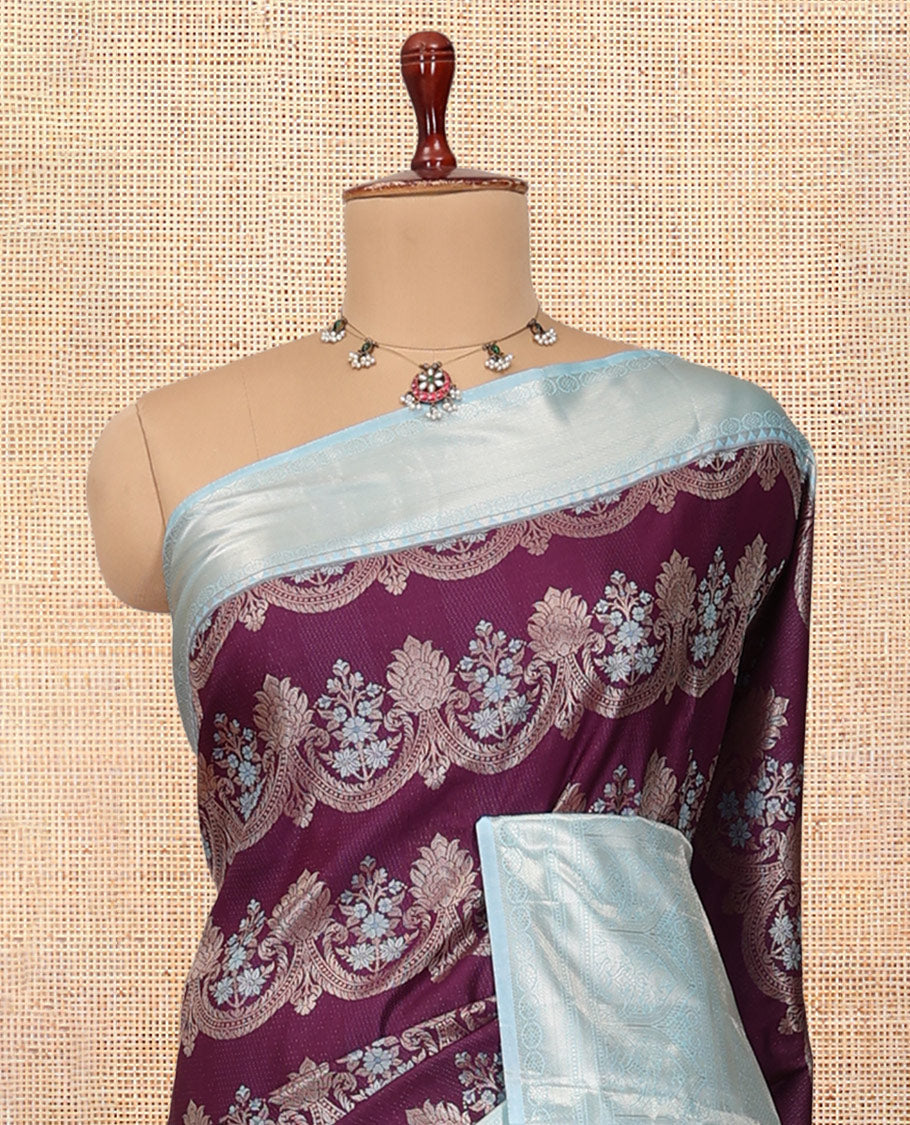 Purple-Sea Blue Budget Silk Saree
