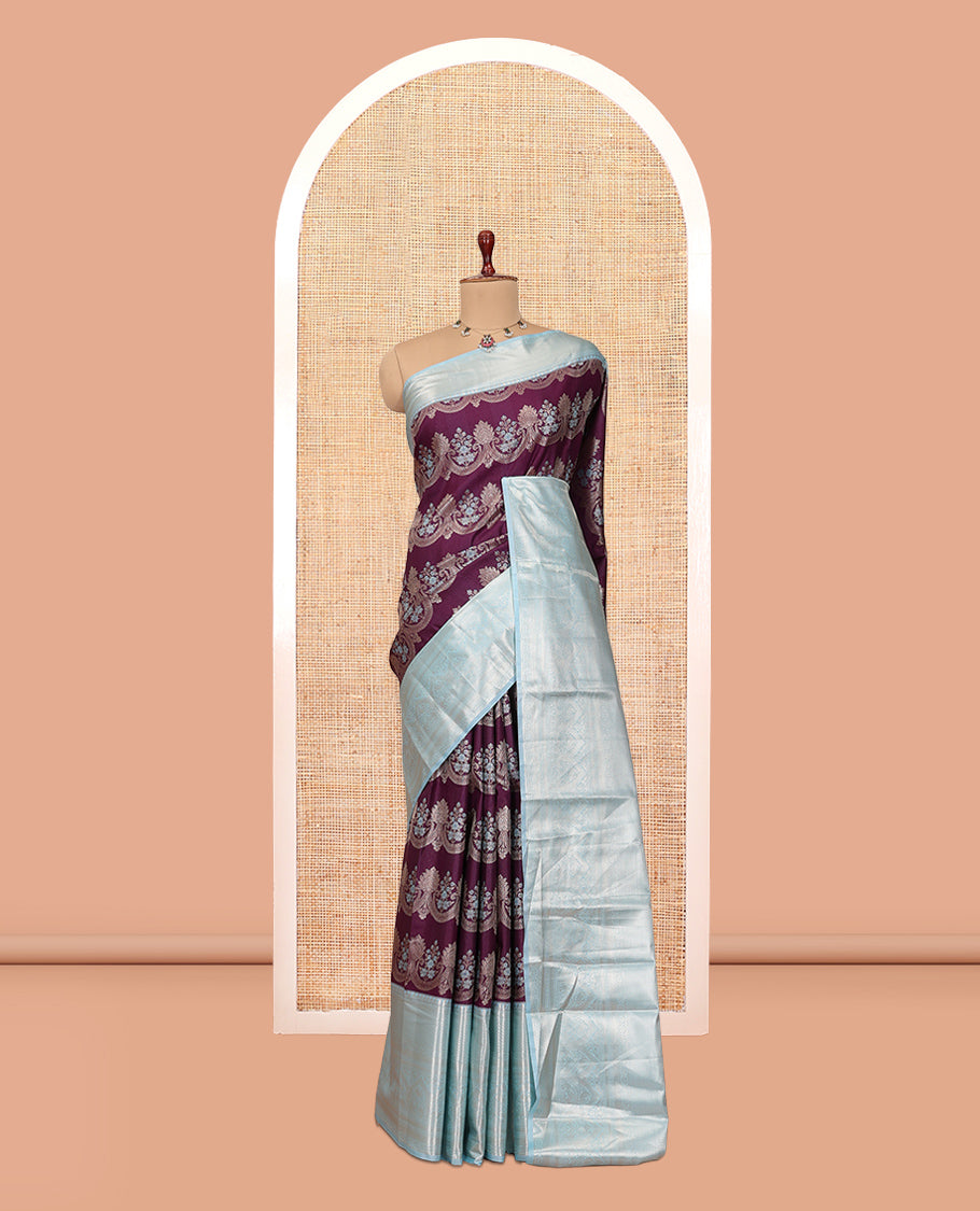 Purple-Sea Blue Budget Silk Saree