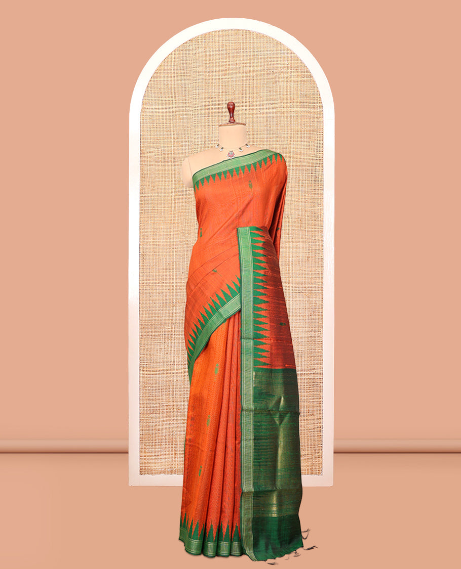 Orange Dupion Saree