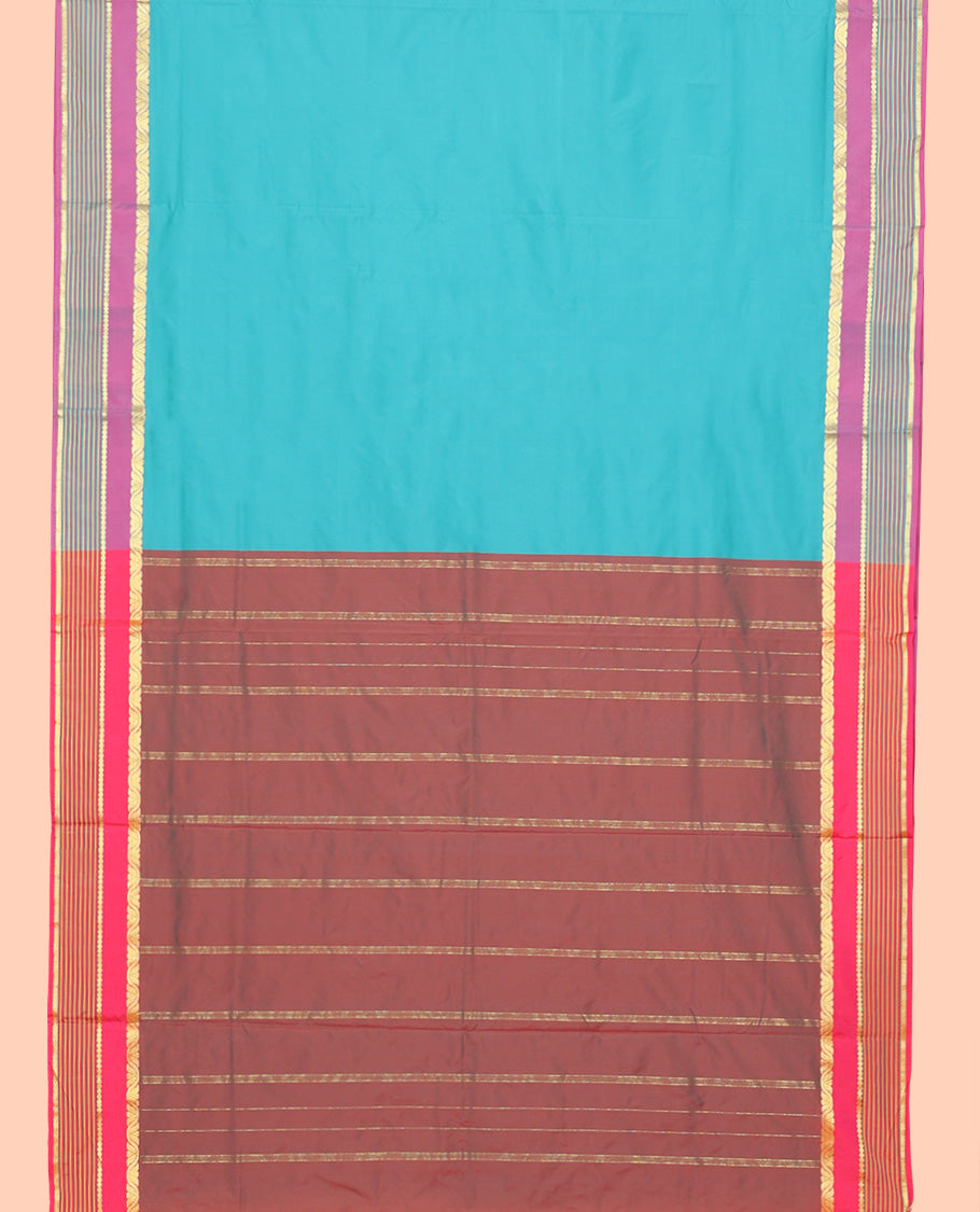 Blue Plain Ten-Yard Art Silk Saree