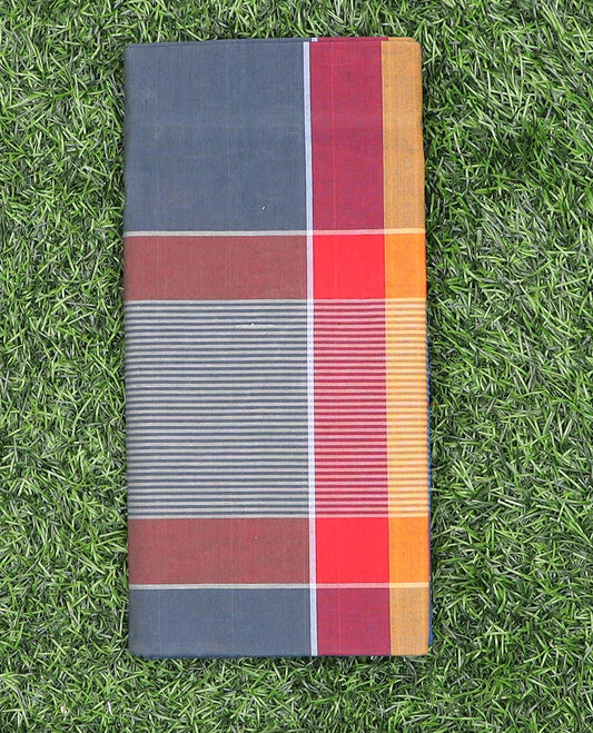 Multi-color vertical and horizontal striped cotton cozy lungi