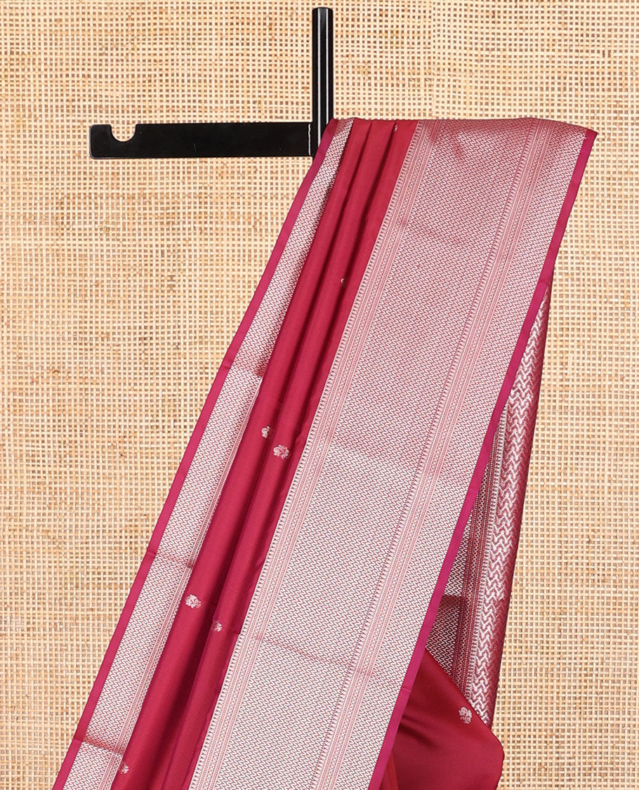 Red buttas vasundhara elite silk saree with self border of vanki, temple design border & vanki design pallu