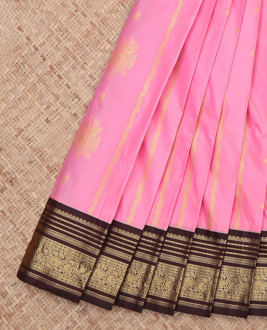 Pink Traditional Zari Design Budget Silk Saree