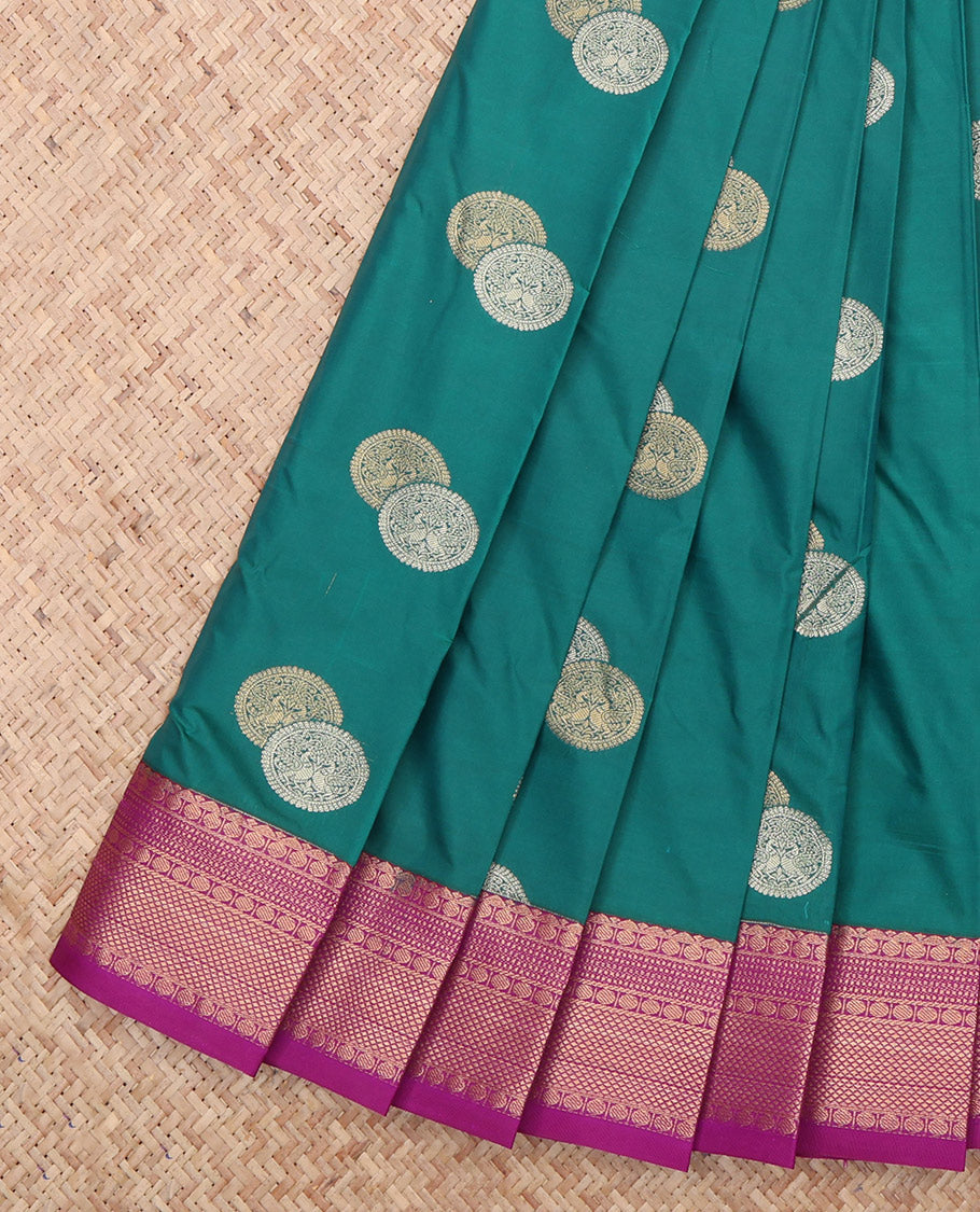 Green Decorated With Zari Butta Budget Silk Saree