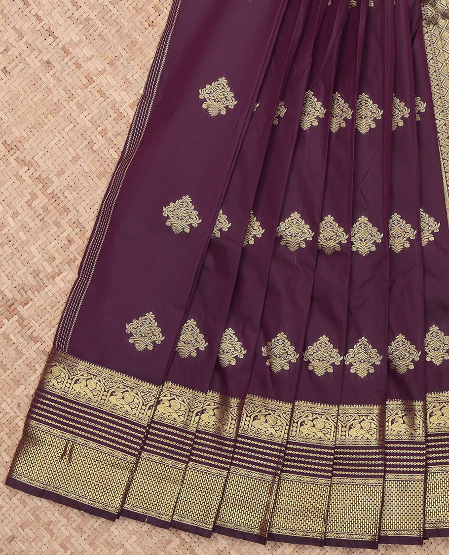 Brown Traditional Zari Design Budget Silk Saree