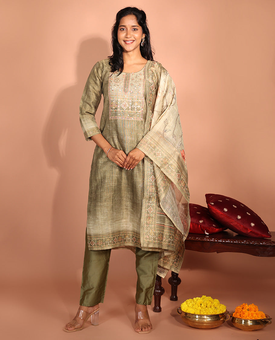Green Tissue Readymade Suit