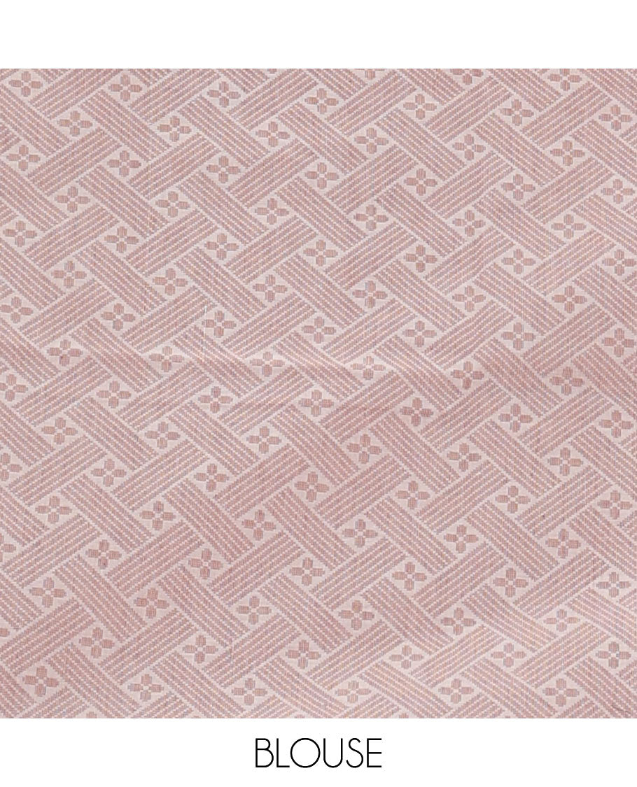 Borderless light cream Horse buttas woven Coimbatore cotton saree, self-pallu of geometric patterns