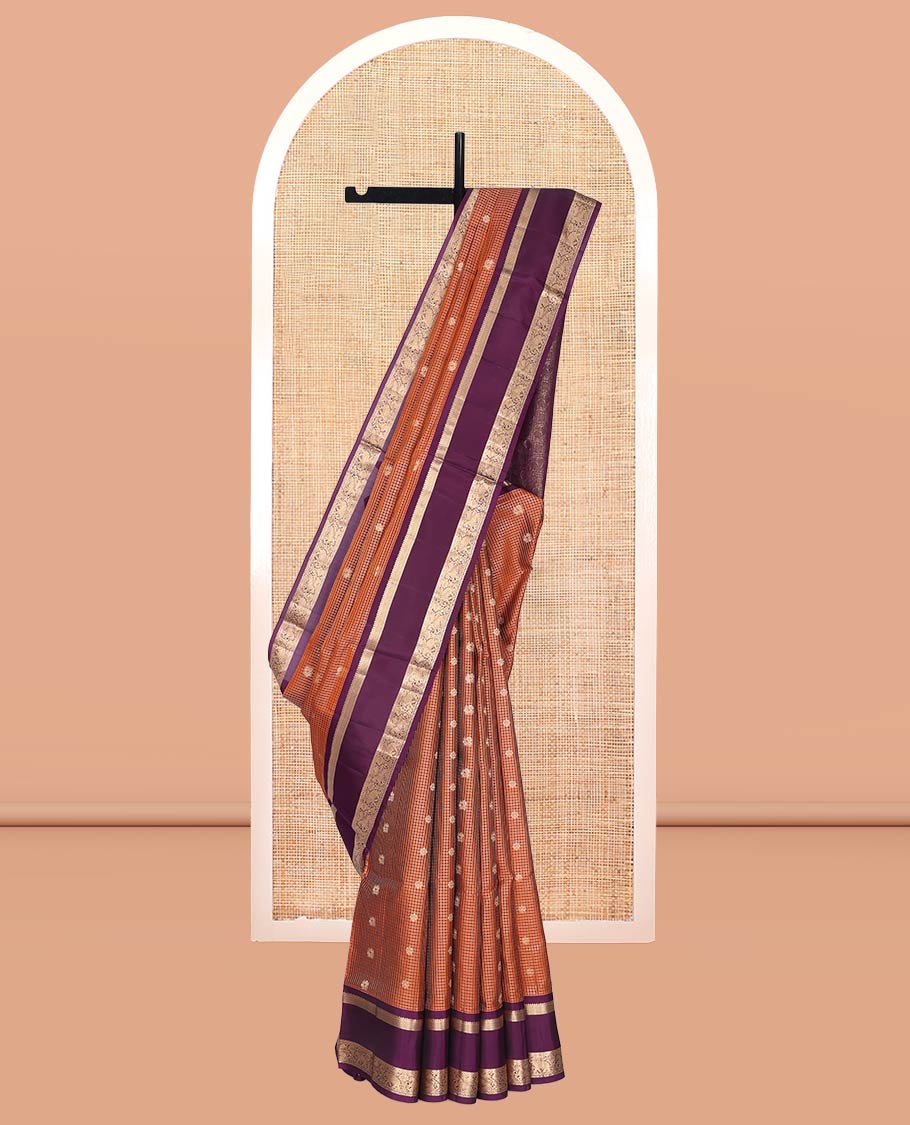 Orange Mayuri Lite Silk Mix Saree