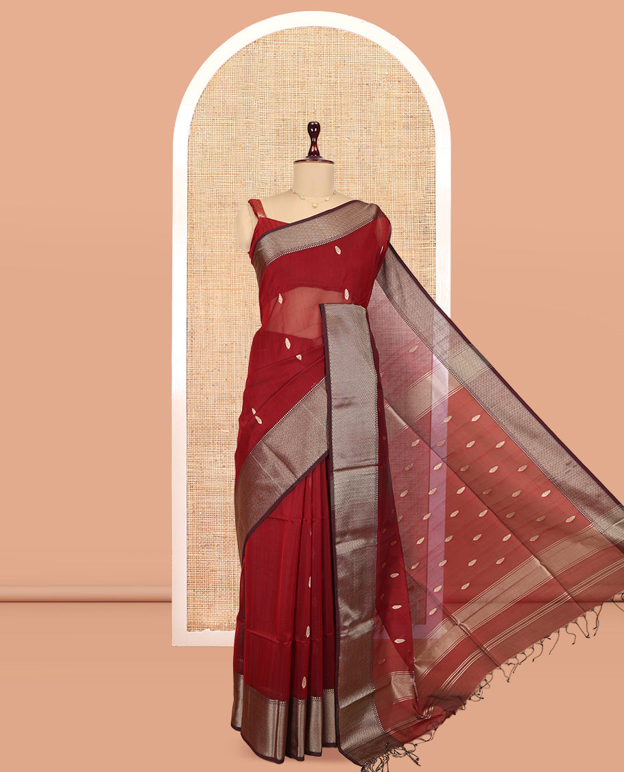 Light Maroon Maheshwari Cotton Saree
