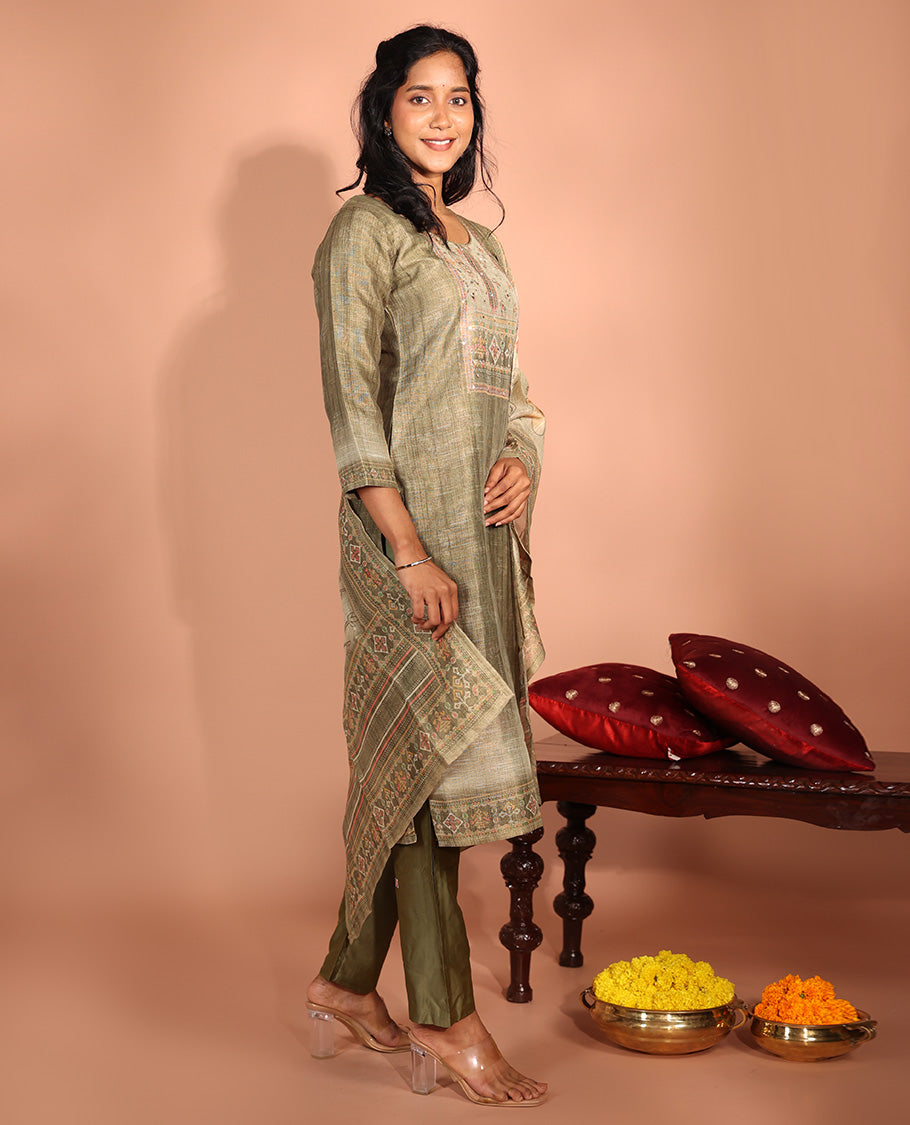 Green Tissue Readymade Suit
