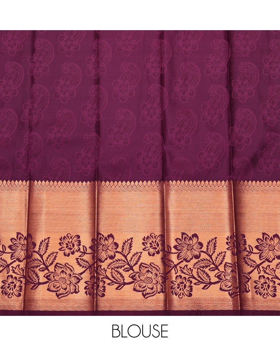 Blue Budget Silk Saree, Ornamented with Paisley Jacquard Design, Contrast Traditional Zari Border, Grand Pallu, and a Contrast Blouse