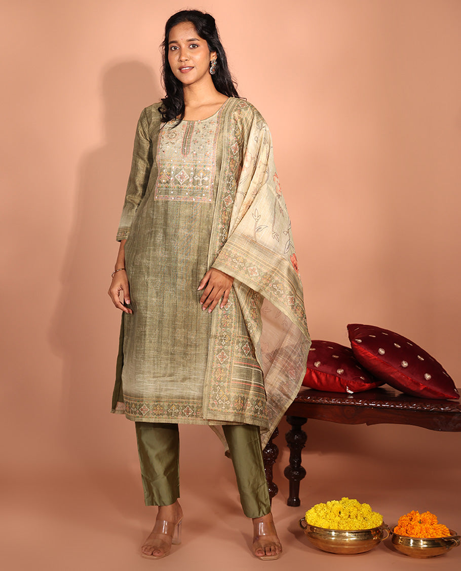 Green Tissue Readymade Suit