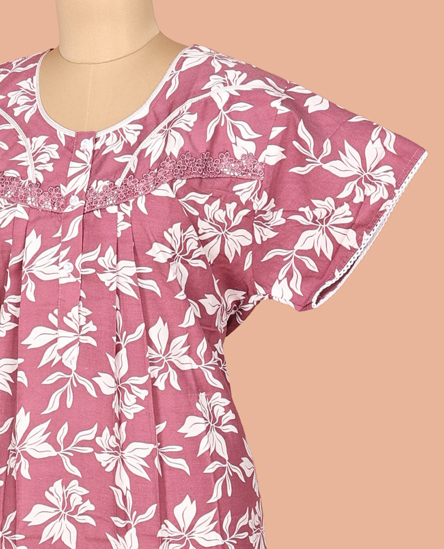 Pink Cotton-Blended Nighty