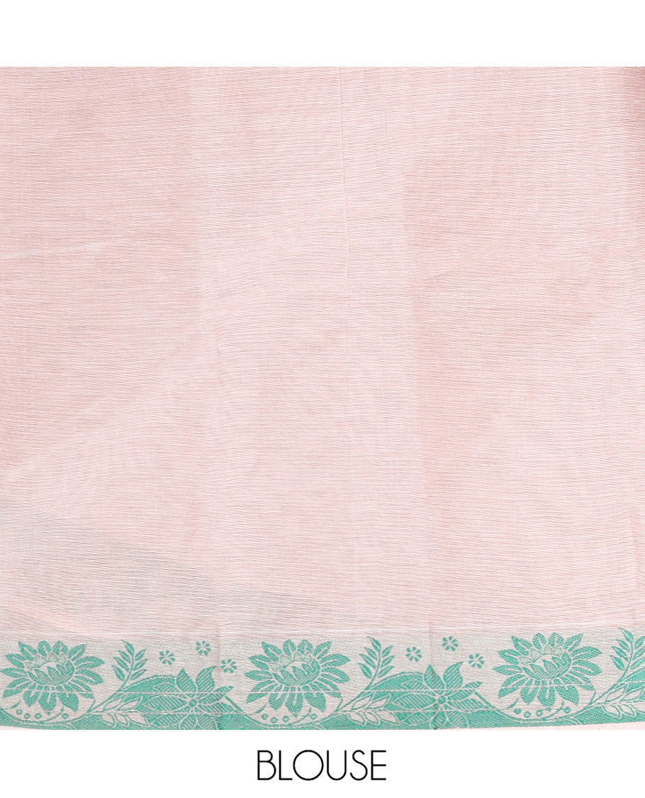 Grey Kanchi Cotton Saree, Adorned with Buttas All Over Its Body, Highlighted by a Self-Border, Pallu of Floral And Geometric Designs, and Paired with a Matching Blouse