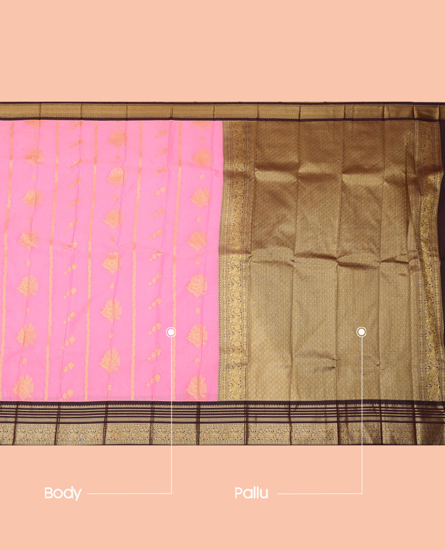 Pink Traditional Zari Design Budget Silk Saree