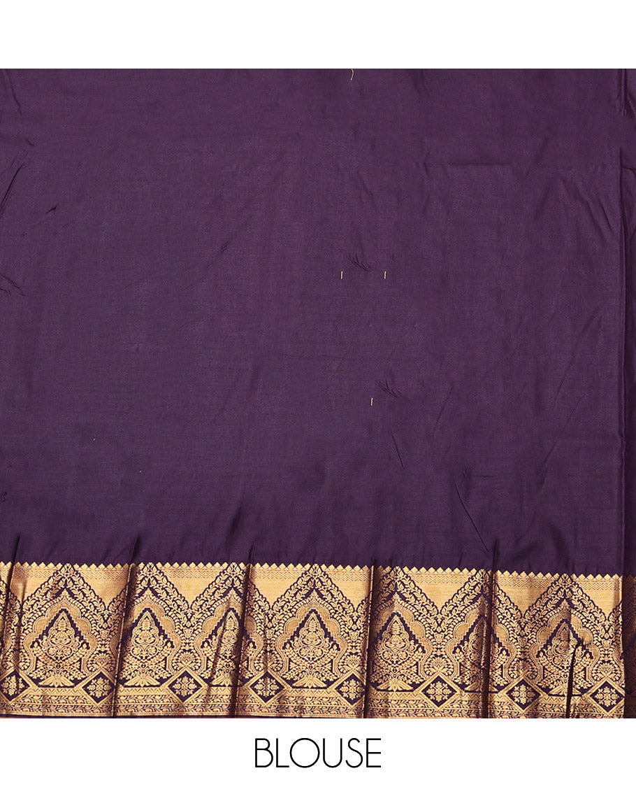 Green Budget Silk Saree, Majestically Detailed with Zari Buttas and Stripes, Complemented by a Contrast Traditional Zari Border, Intricate Pallu, and a Contrast Blouse