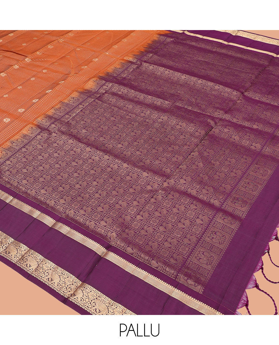 Orange Mayuri Lite Silk Mix Saree