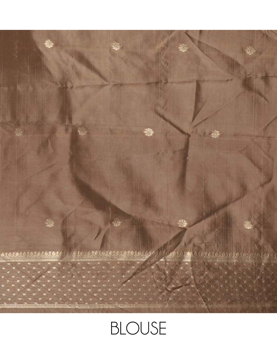 Blue golden zari striped burberry silk saree, contrast zari border & pallu features 1000 dobby-style buttas