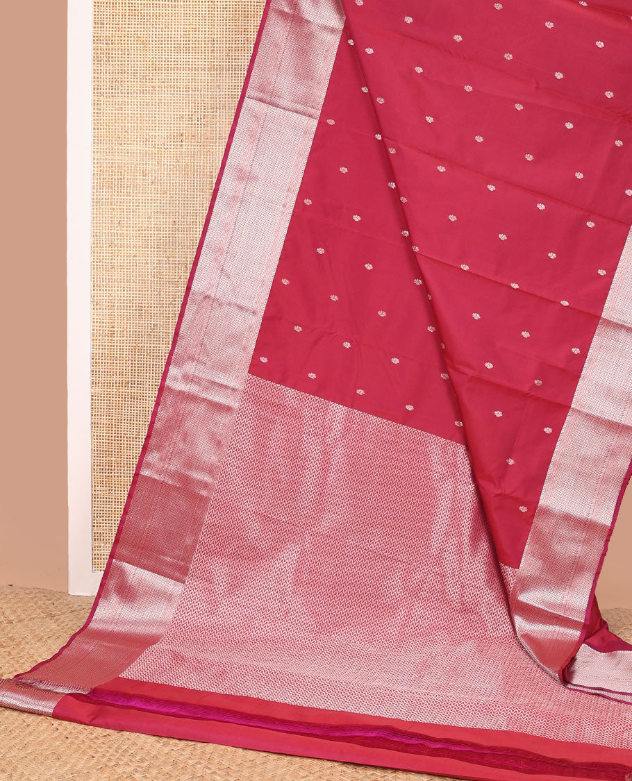 Red buttas vasundhara elite silk saree with self border of vanki, temple design border & vanki design pallu