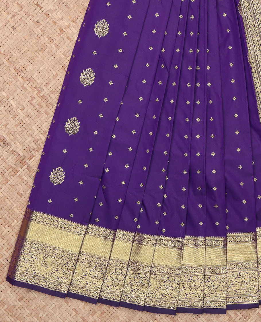 Violet Traditional Zari Design Border Budget Silk Saree