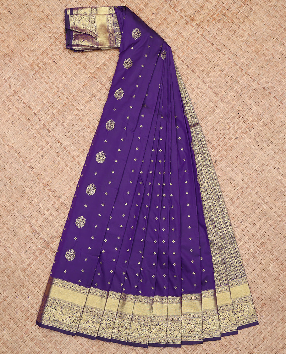 Violet Traditional Zari Design Border Budget Silk Saree