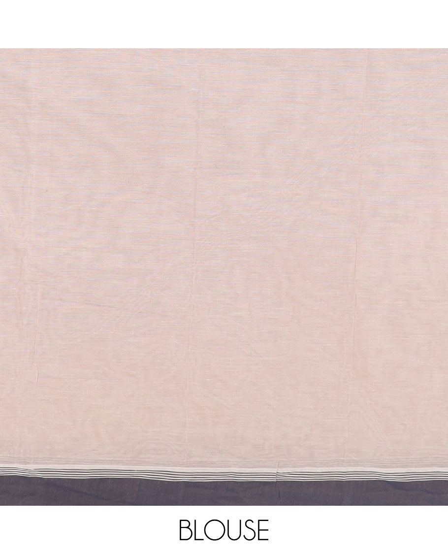 Sandal buttas kanchi cotton saree, contrast border and paisley motif pallu