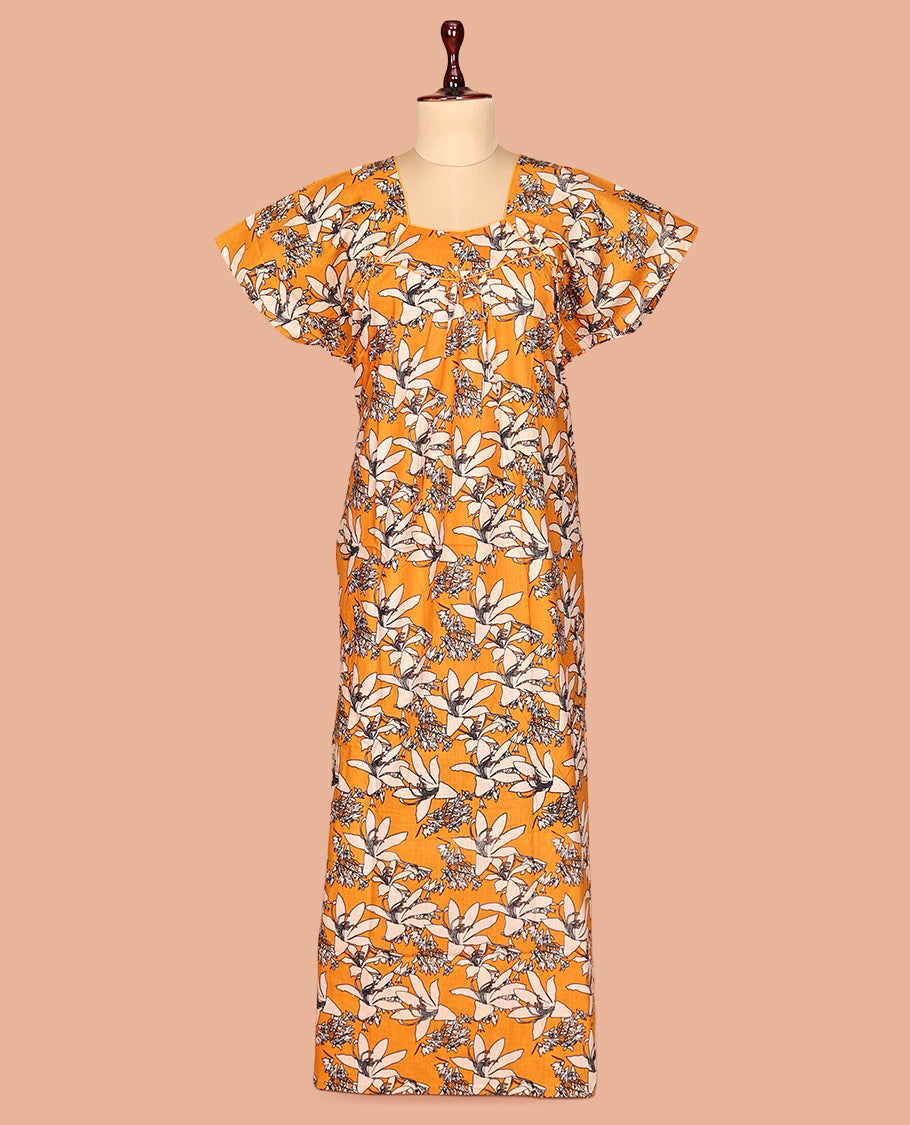 Yellow Cotton-Blended Nighty