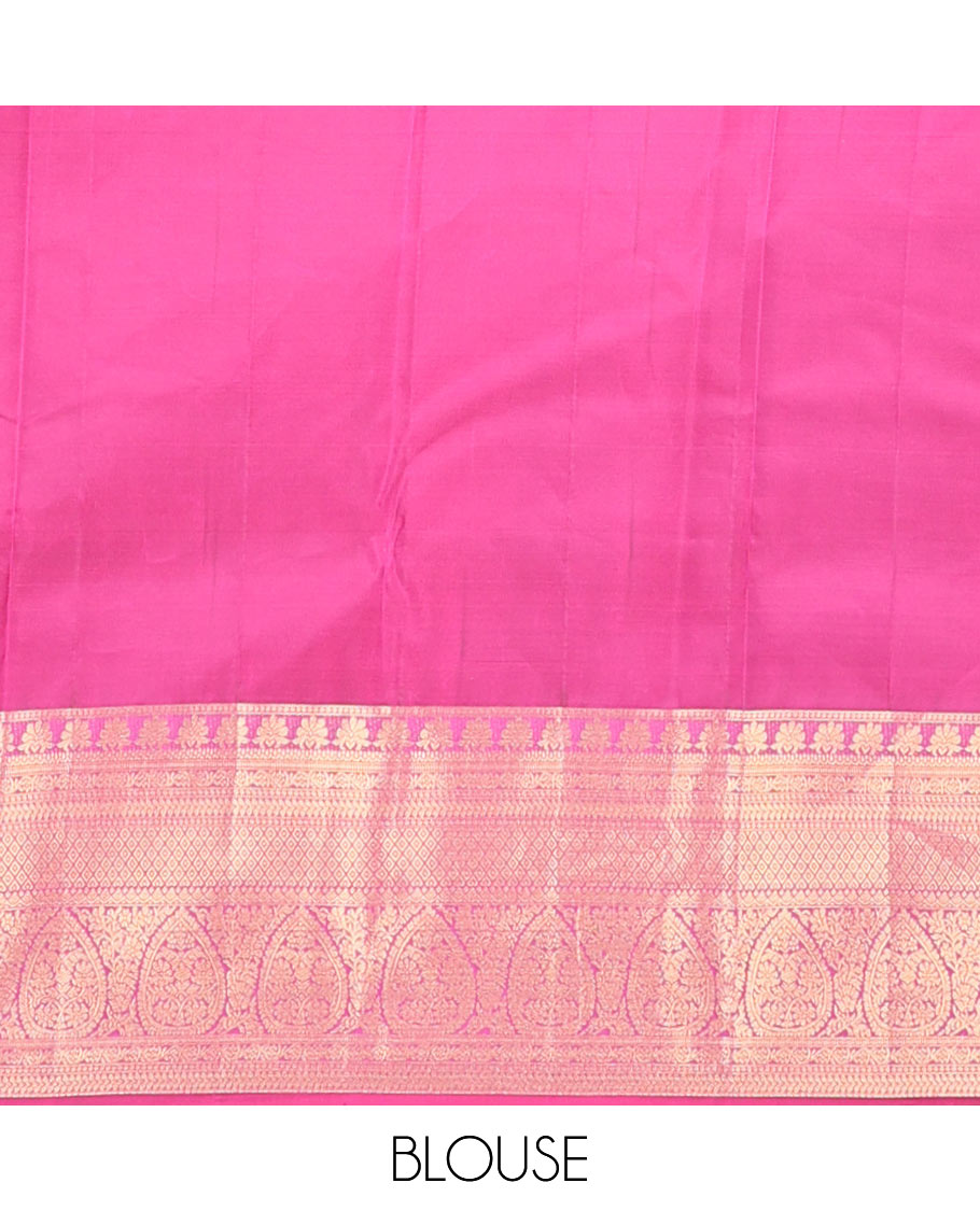Ramar blue zari buttas Vasundhara silk mix saree, contrast traditional zari border & pallu steeped with traditional Kanchi motifs in zari